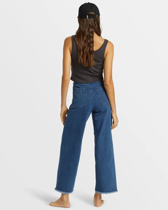 Womens Free Fall Indigo WideLeg Jeans Oceana Blue Billabong Jeans and Pants Womens Free Fall Indigo WideLeg Jeans Oceana Blue Billabong Jeans and Pants