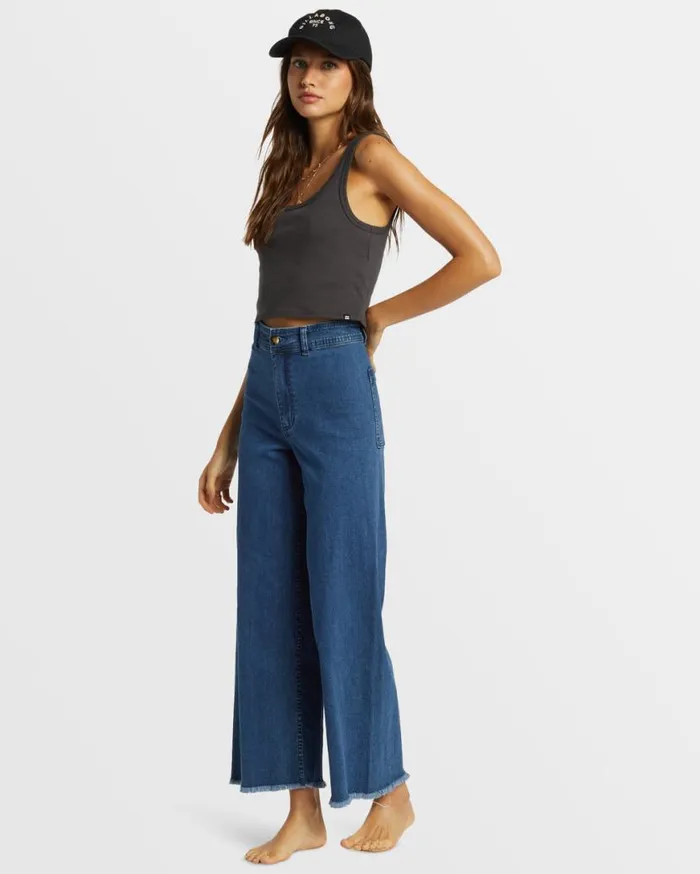 Womens Free Fall Indigo WideLeg Jeans Oceana Blue Billabong Jeans and Pants Womens Free Fall Indigo WideLeg Jeans Oceana Blue Billabong Jeans and Pants