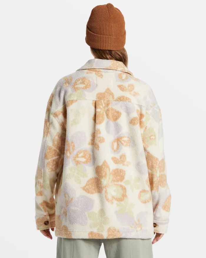 Womens Happy Camper Shacket Button Sweater Summer Rain Billabong Jackets