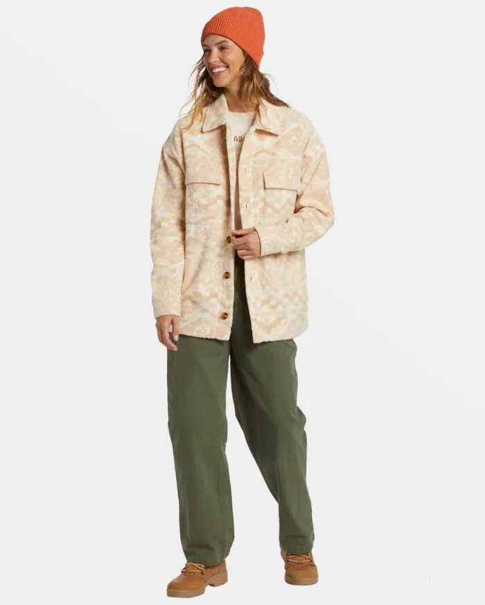 Womens Happy Camper Shacket Button Sweater Wet Sand Billabong Tops Womens Happy Camper Shacket Button Sweater Wet Sand Billabong Tops
