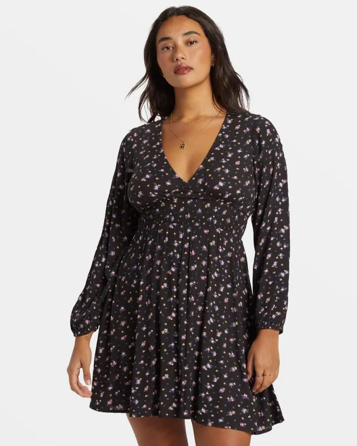 Womens In Ur Dreams LongSleeve Mini Dress Black Sands Billabong Dresses