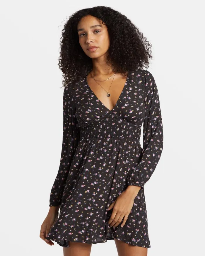 Womens In Ur Dreams LongSleeve Mini Dress Black Sands Billabong Dresses