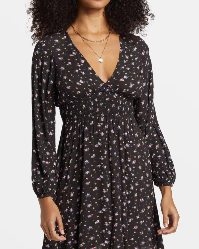 Womens In Ur Dreams LongSleeve Mini Dress Black Sands Billabong Dresses