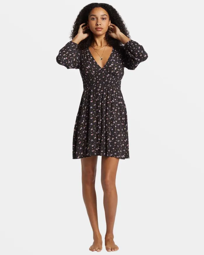 Womens In Ur Dreams LongSleeve Mini Dress Black Sands Billabong Dresses