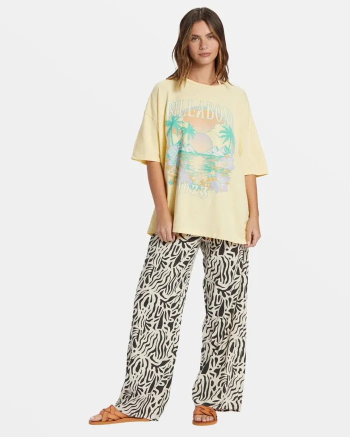 Womens Island Holiday Oversized TShirt Yellow Billabong Graphic Tees and Tanks
