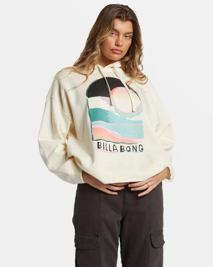 Womens Keep It Up Pullover Hoodie White Cap Billabong Sweatshirts and Fleece