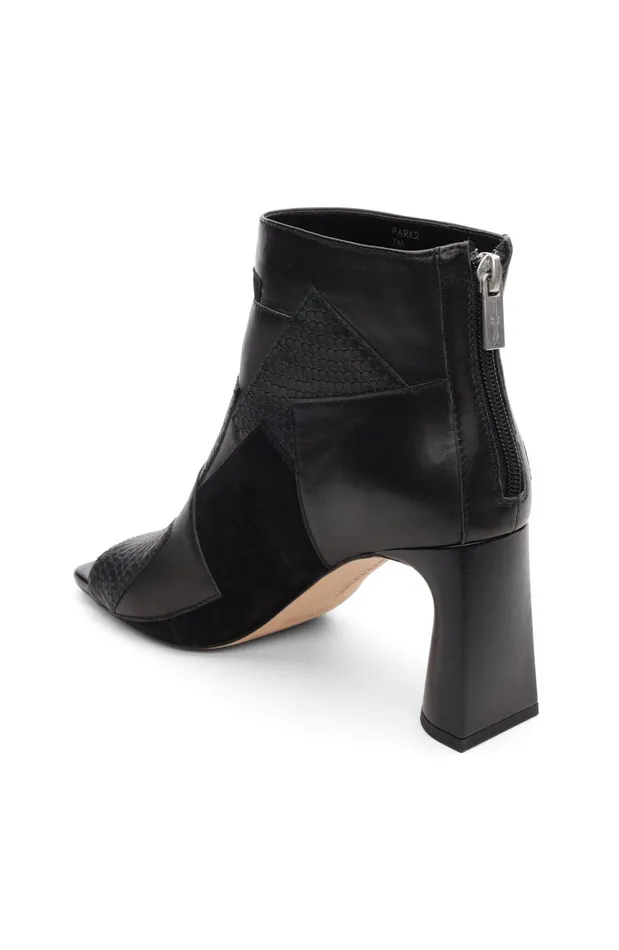 Womens Liverpool Los Angeles Boots PARK BOOTIE MULTI LEATHER PATCHWORK OPEN TOE Black