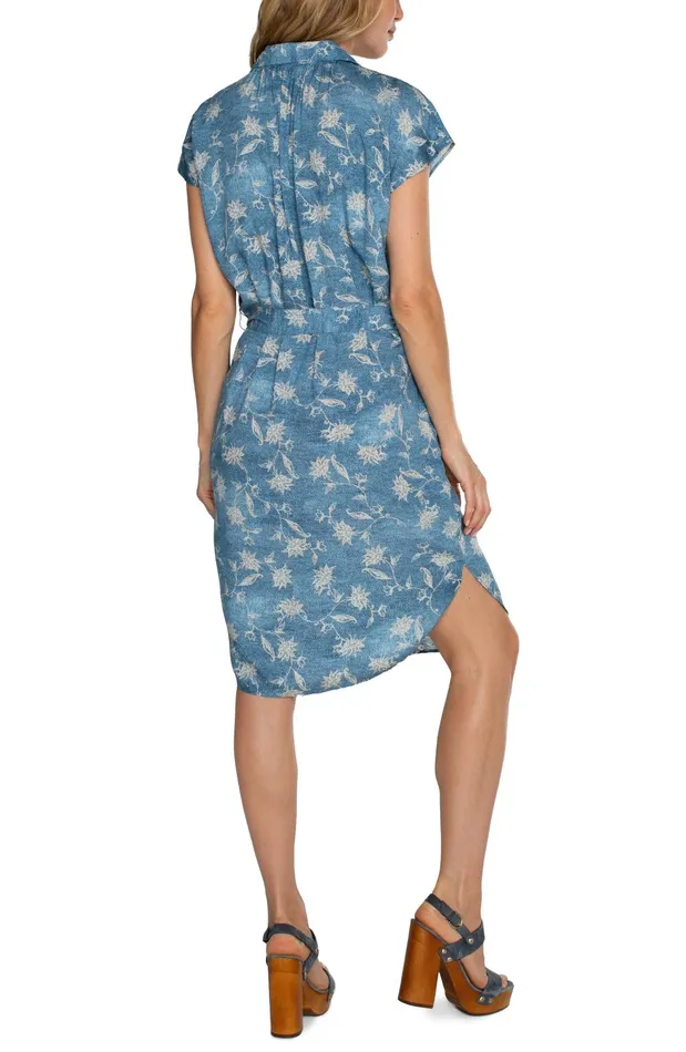 Womens Liverpool Los Angeles Dresses COLLARED BUTTON FRONT DRESS WITH BELT Patchwork Floral