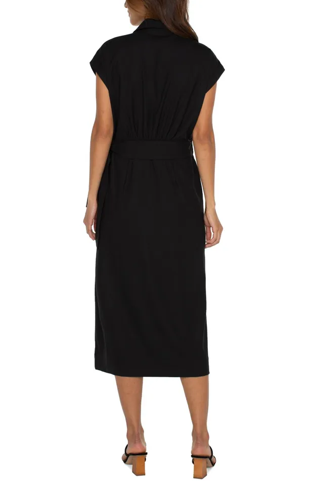 Womens Liverpool Los Angeles Dresses COLLARED WRAP DRESS Black