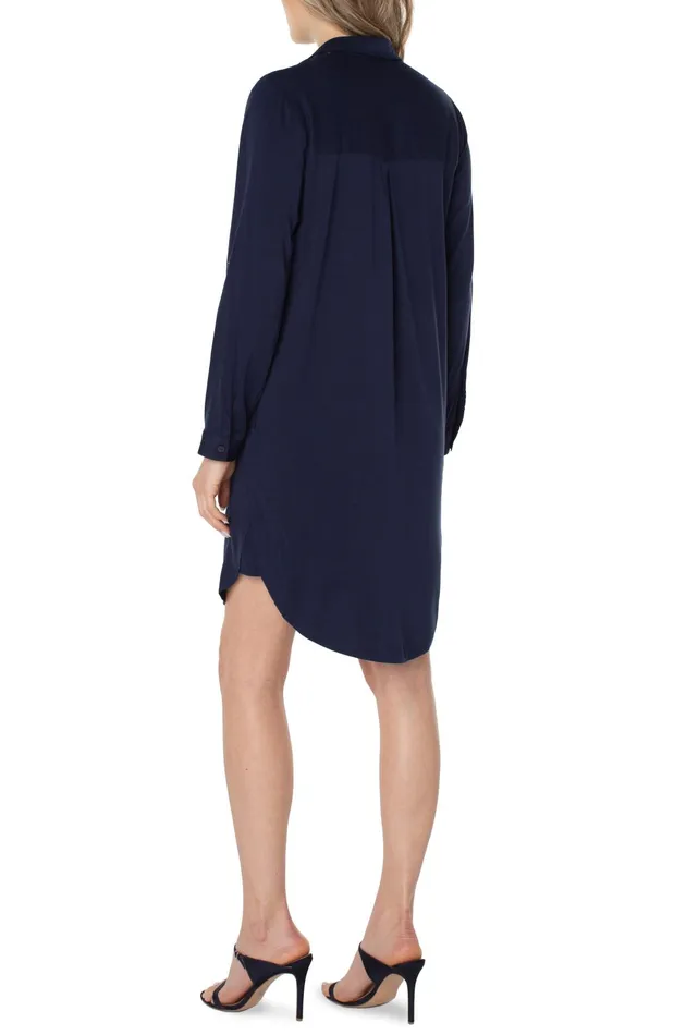 Womens Liverpool Los Angeles Dresses POPOVER SHIRT DRESS Cosmic Navy