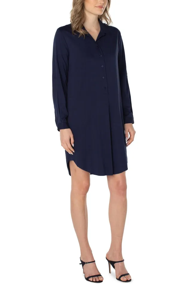 Womens Liverpool Los Angeles Dresses POPOVER SHIRT DRESS Cosmic Navy