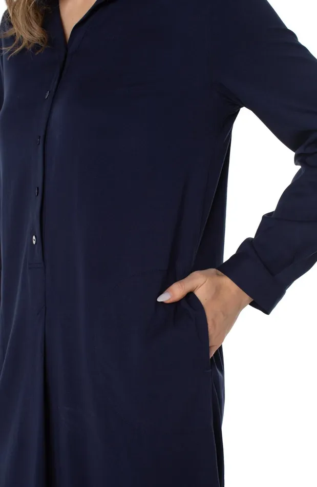 Womens Liverpool Los Angeles Dresses POPOVER SHIRT DRESS Cosmic Navy
