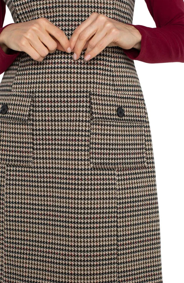 Womens Liverpool Los Angeles Dresses SLEEVELESS SHIFT DRESS Black Tan Houndstooth