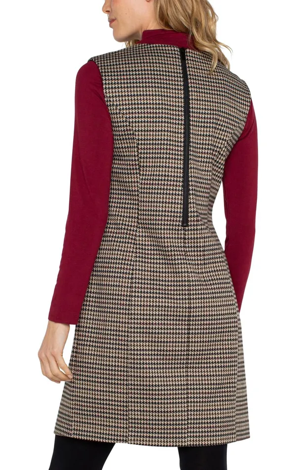 Womens Liverpool Los Angeles Dresses SLEEVELESS SHIFT DRESS Black Tan Houndstooth