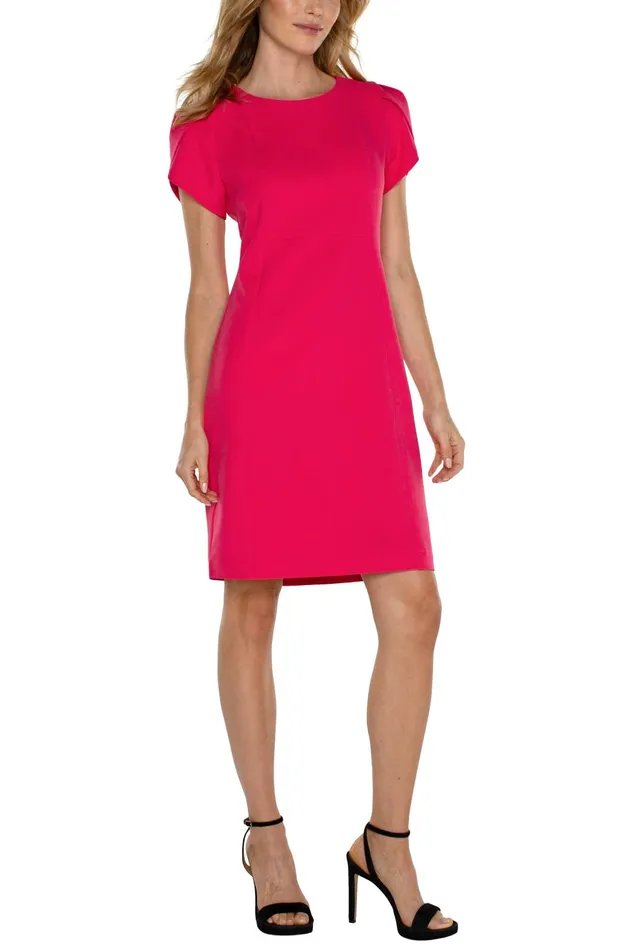 Womens Liverpool Los Angeles Dresses TULIP SLEEVE SHEATH DRESS Pink Punch