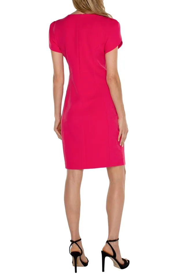 Womens Liverpool Los Angeles Dresses TULIP SLEEVE SHEATH DRESS Pink Punch