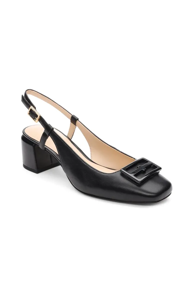 Womens Liverpool Los Angeles Flats GETTY SLINGBACK WITH LOGO MEDALLION Black