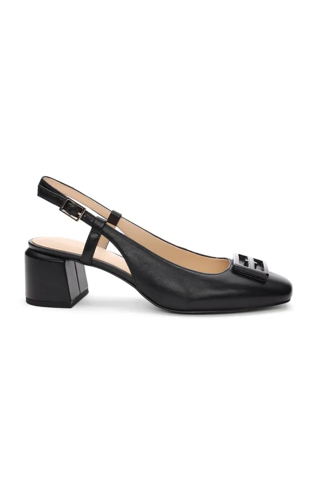 Womens Liverpool Los Angeles Flats GETTY SLINGBACK WITH LOGO MEDALLION Black
