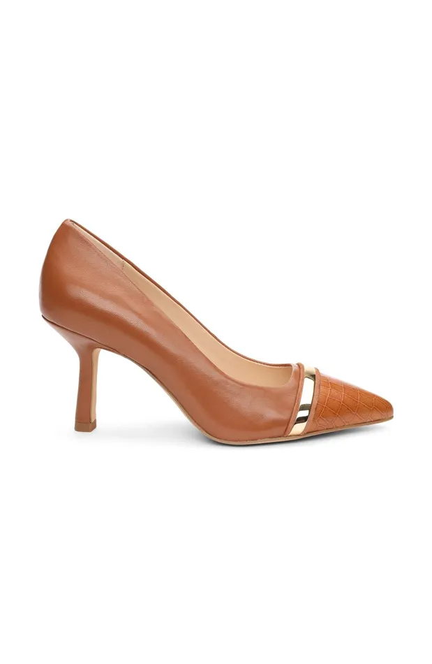 Womens Liverpool Los Angeles Heels BELAIR PUMP WITH EMBOSSED CROC Luggage