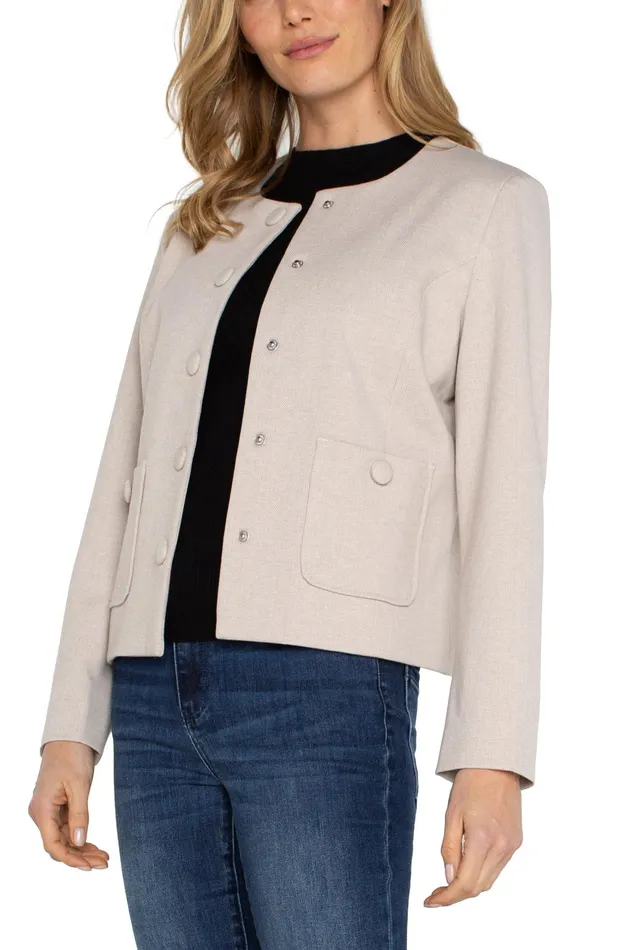 Womens Liverpool Los Angeles Jackets BOXY CROPPED JACKET Stone Tan