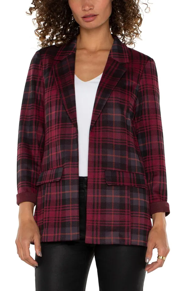 Womens Liverpool Los Angeles Jackets BOYFRIEND BLAZER Blackberry Tartan Plaid