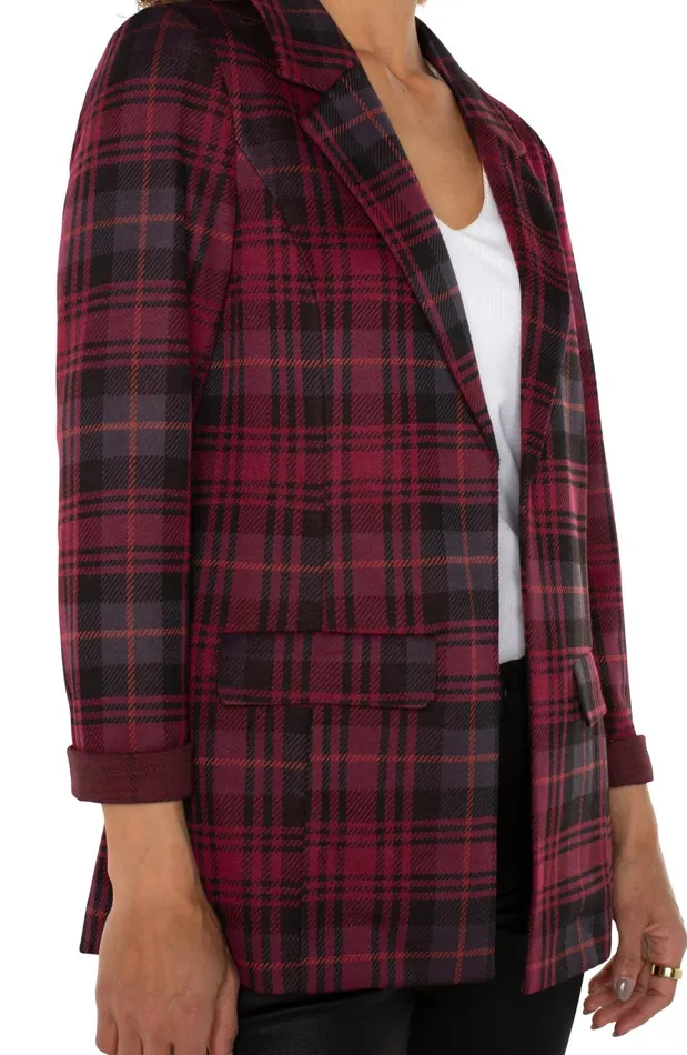 Womens Liverpool Los Angeles Jackets BOYFRIEND BLAZER Blackberry Tartan Plaid