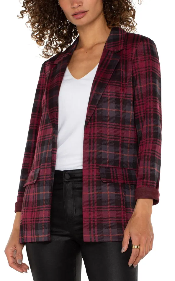 Womens Liverpool Los Angeles Jackets BOYFRIEND BLAZER Blackberry Tartan Plaid
