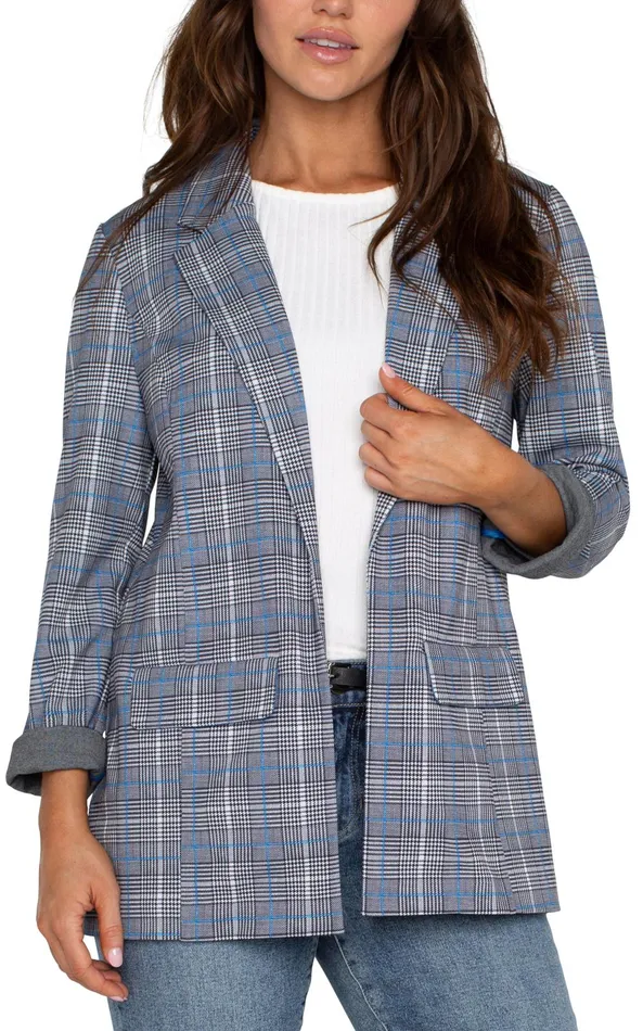 Womens Liverpool Los Angeles Jackets BOYFRIEND BLAZER Blue Topaz Plaid