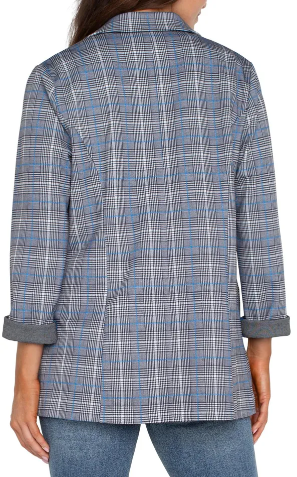 Womens Liverpool Los Angeles Jackets BOYFRIEND BLAZER Blue Topaz Plaid