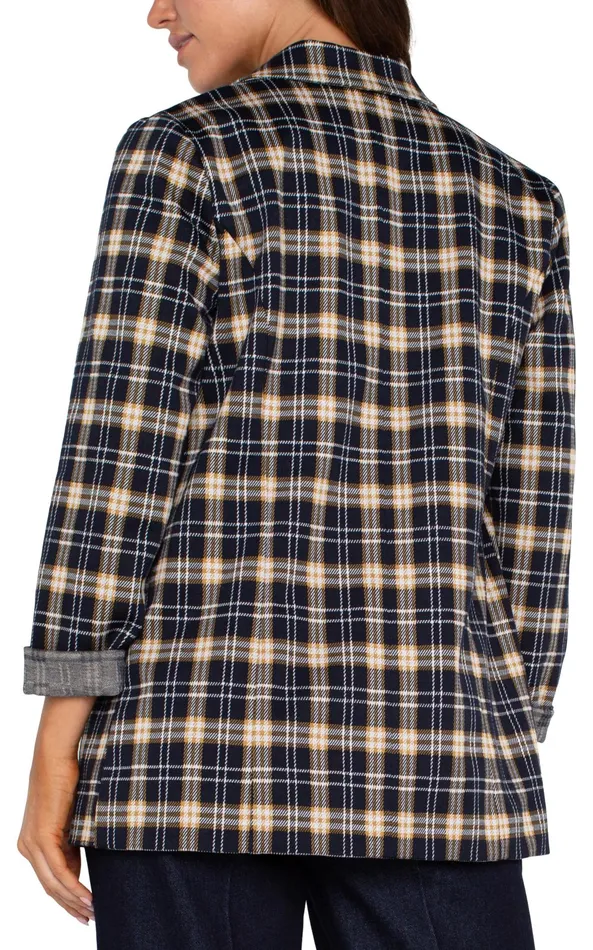 Womens Liverpool Los Angeles Jackets BOYFRIEND BLAZER Dark Navy Tartan Plaid