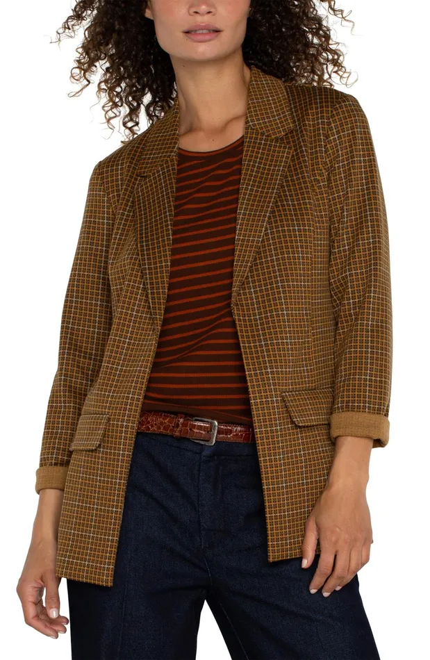 Womens Liverpool Los Angeles Jackets BOYFRIEND BLAZER Jasper Brown Plaid