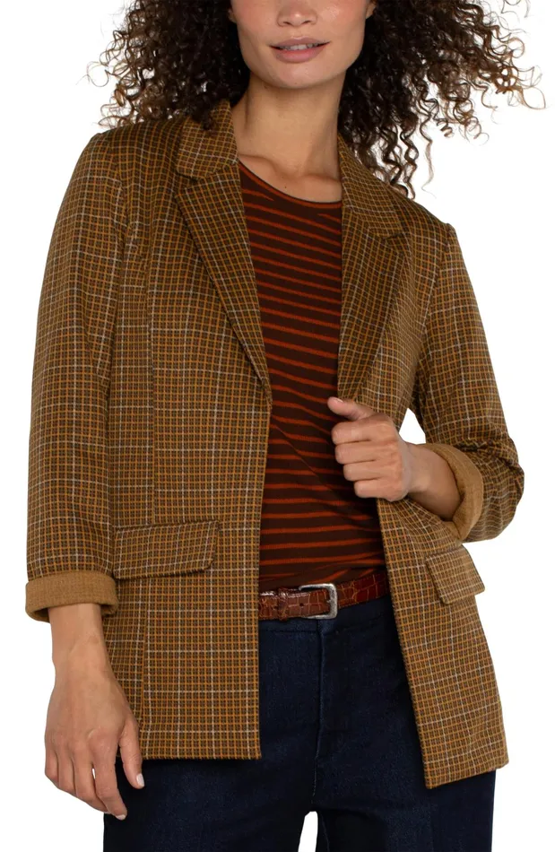 Womens Liverpool Los Angeles Jackets BOYFRIEND BLAZER Jasper Brown Plaid