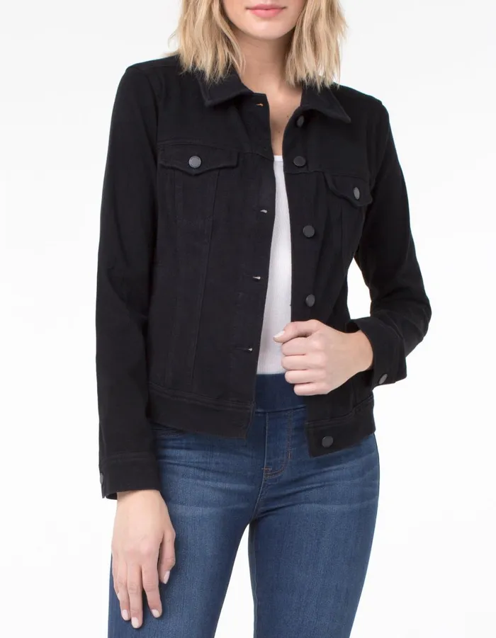 Womens Liverpool Los Angeles Jackets DENIM JACKET POWERFLEX Black Rinse