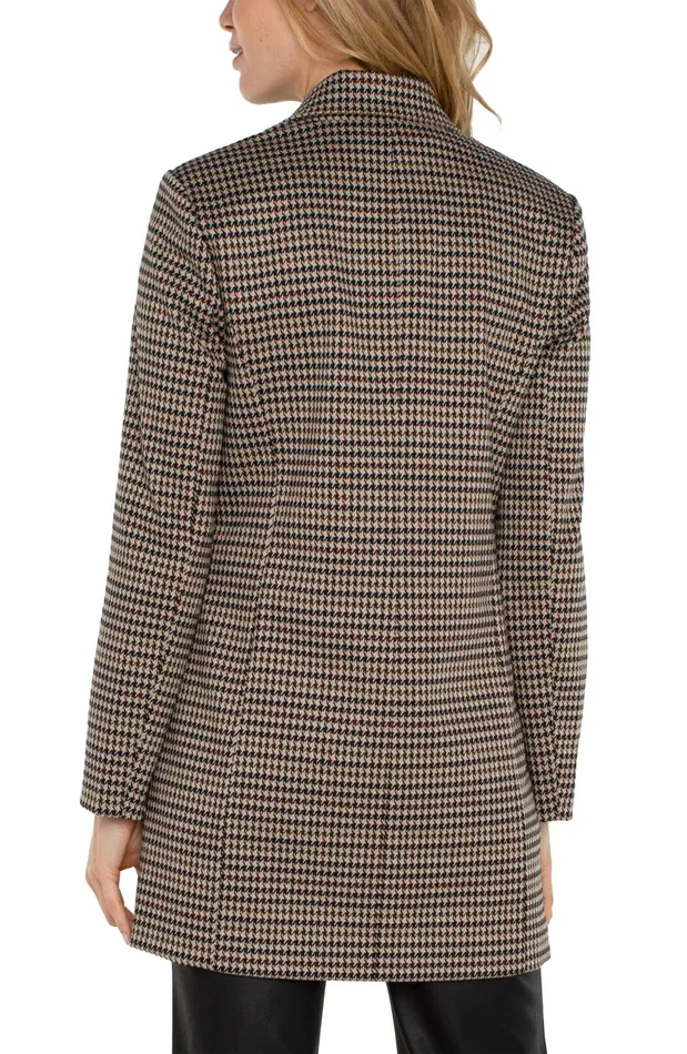 Womens Liverpool Los Angeles Jackets DOUBLE BREASTED LONGLINE BLAZER Black Tan Houndstooth