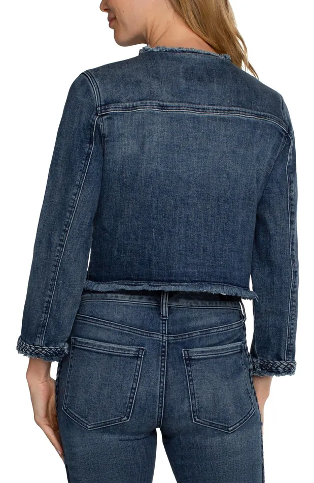 Womens Liverpool Los Angeles Jackets ECO CROPPED BRAIDED DENIM JACKET Ponderay