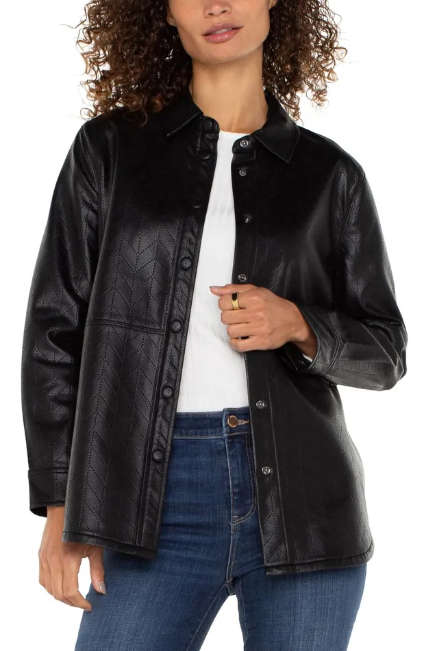 Womens Liverpool Los Angeles Jackets SEAMED SHACKET Black Chevron