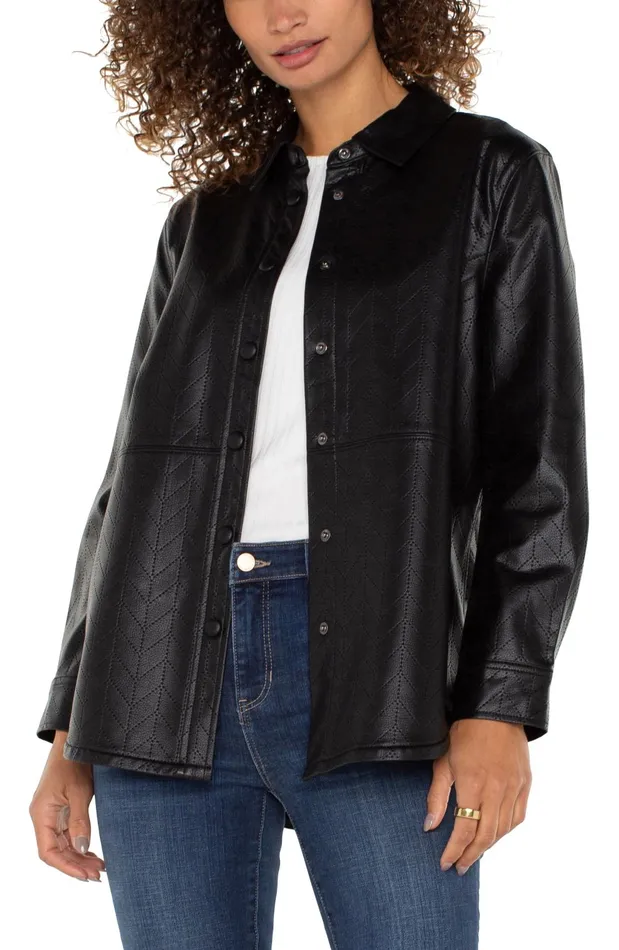 Womens Liverpool Los Angeles Jackets SEAMED SHACKET Black Chevron