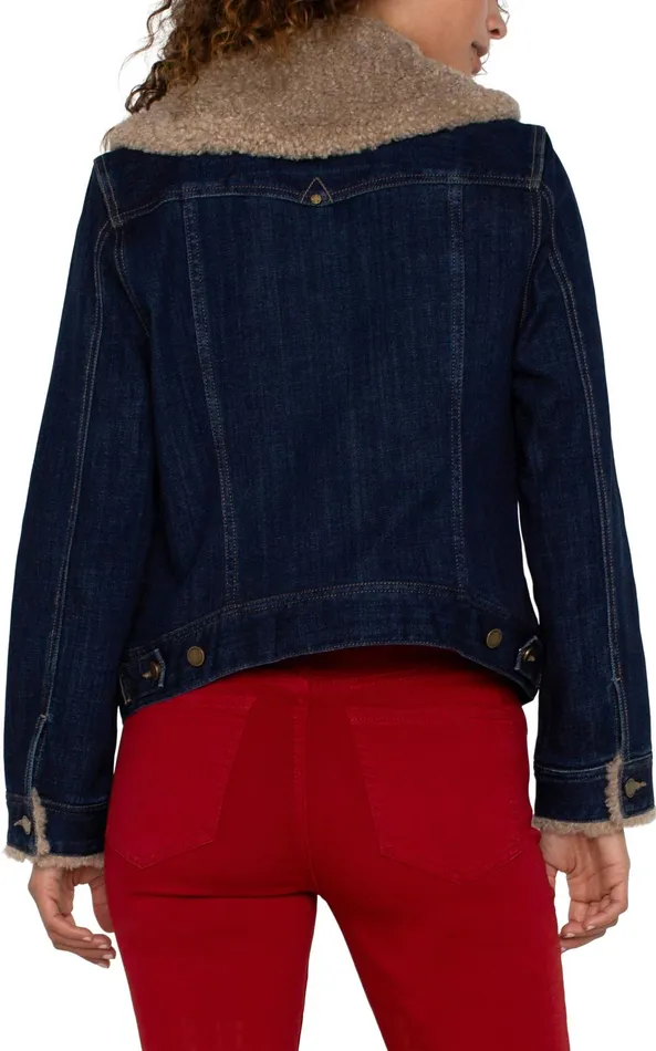 Womens Liverpool Los Angeles Jackets SHERPA COLLAR TRUCKER JACKET Rinse