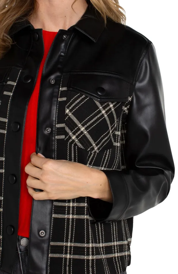 Womens Liverpool Los Angeles Jackets SHIRT JACKET WITH BLOCKING Black Oatmeal Windowpane