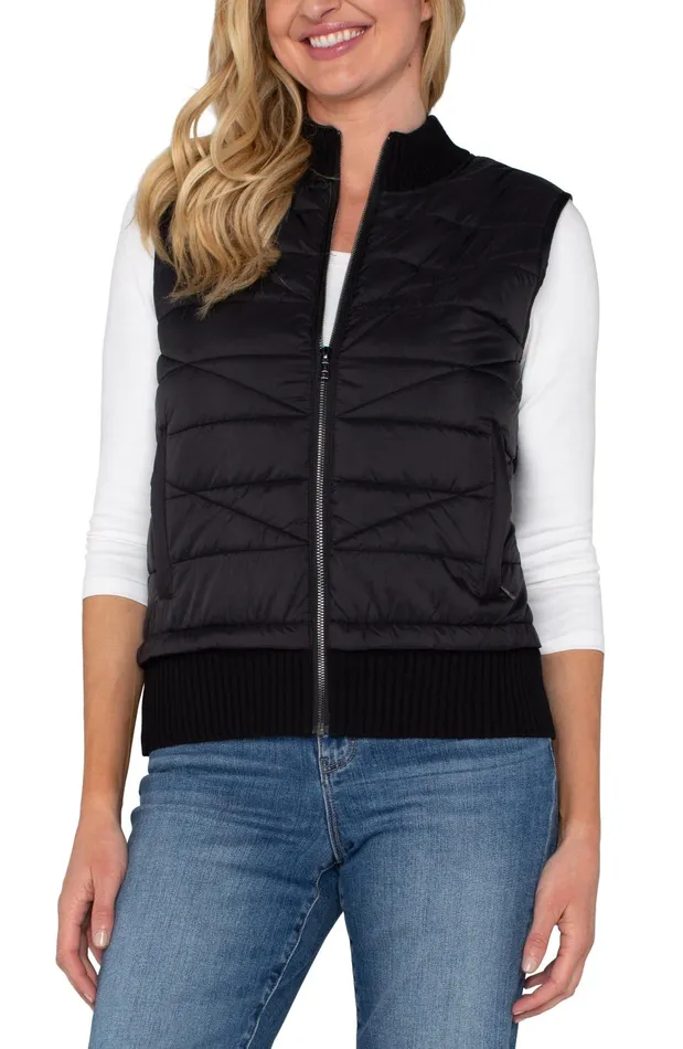 Womens Liverpool Los Angeles Jackets SLEEVELESS QUILTED FULL ZIP SWEATER VEST Black