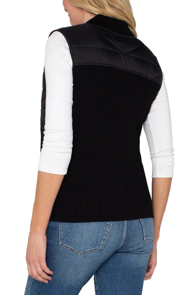 Womens Liverpool Los Angeles Jackets SLEEVELESS QUILTED FULL ZIP SWEATER VEST Black