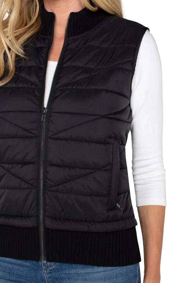 Womens Liverpool Los Angeles Jackets SLEEVELESS QUILTED FULL ZIP SWEATER VEST Black