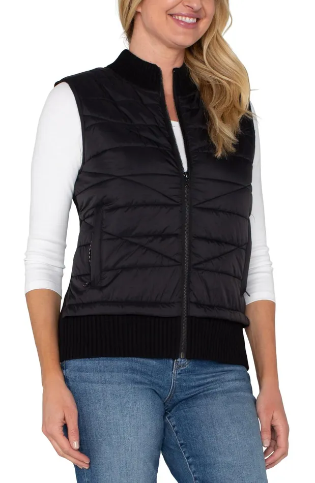 Womens Liverpool Los Angeles Jackets SLEEVELESS QUILTED FULL ZIP SWEATER VEST Black