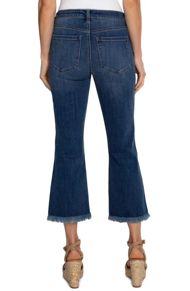 Womens Liverpool Los Angeles Jeans ECO HANNAH CROP FLARE WITH FRAY HEM Elkmont