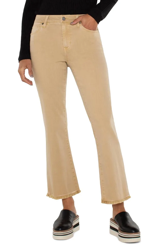 Womens Liverpool Los Angeles Jeans HANNAH CROP FLARE WITH FRAY HEM Hayseed Tan Womens Liverpool Los Angeles Jeans HANNAH CROP FLARE WITH FRAY HEM Hayseed Tan