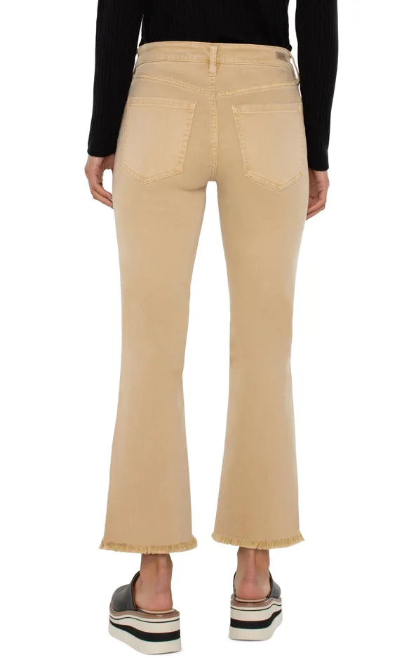 Womens Liverpool Los Angeles Jeans HANNAH CROP FLARE WITH FRAY HEM Hayseed Tan