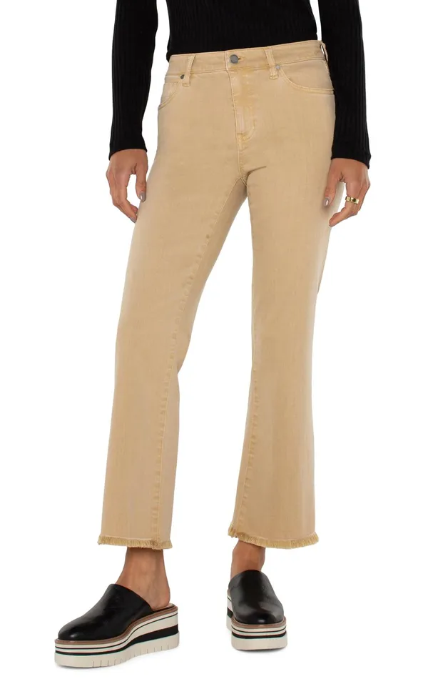 Womens Liverpool Los Angeles Jeans HANNAH CROP FLARE WITH FRAY HEM Hayseed Tan