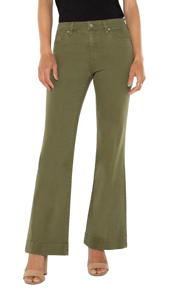 Womens Liverpool Los Angeles Jeans HANNAH FLARE WITH WIDE HEM Spanish Olive