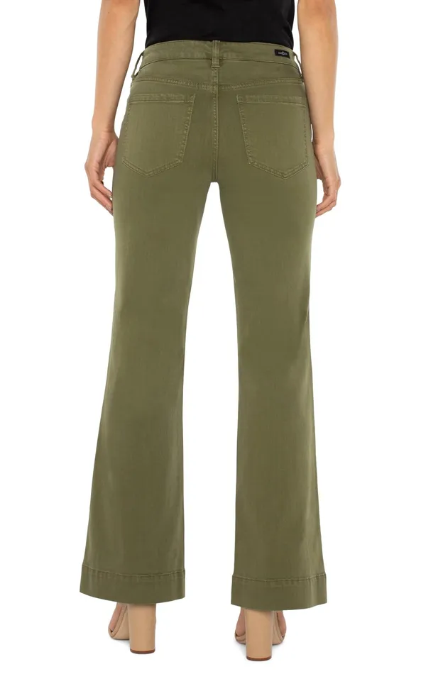 Womens Liverpool Los Angeles Jeans HANNAH FLARE WITH WIDE HEM Spanish Olive