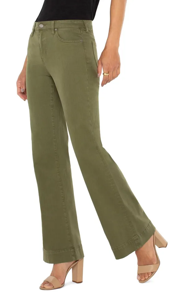 Womens Liverpool Los Angeles Jeans HANNAH FLARE WITH WIDE HEM Spanish Olive
